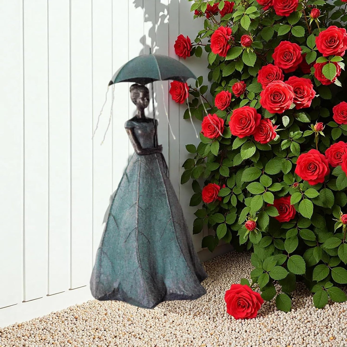 DiliComing Solar Fairy Outdoor-Statue Garden-Decor - 18" Resin Leaf Girl Sculpture with LED Lights for Garden/Patio/Yard | Waterproof Fairy Outdoor Figurines, Unique Home Decor Gifts for Women