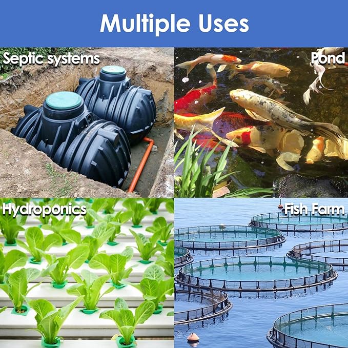 AquaMiracle Super Powerful Linear Air Pump AP-40/AP-60/AP-80 Pond Aerator, Septic Air Pump, Hydroponic Air Pump, Koi Pond Air Pump 635/950/1350GPH, for Waste Treatment, Fish Farm, Seafood Restaurant