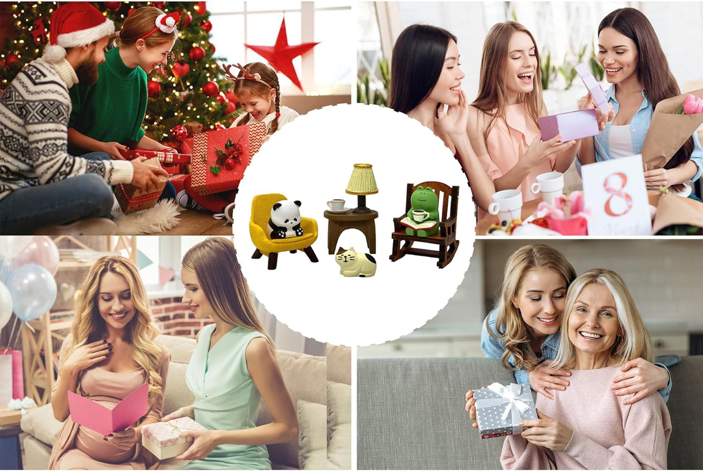 Miniature Frog Figurines, Cute Frog Desk Accessories for Desk Decor, Funny Gifts for Garden Decor, Mini Resin Animal Garden Statues (Multi-Animal)