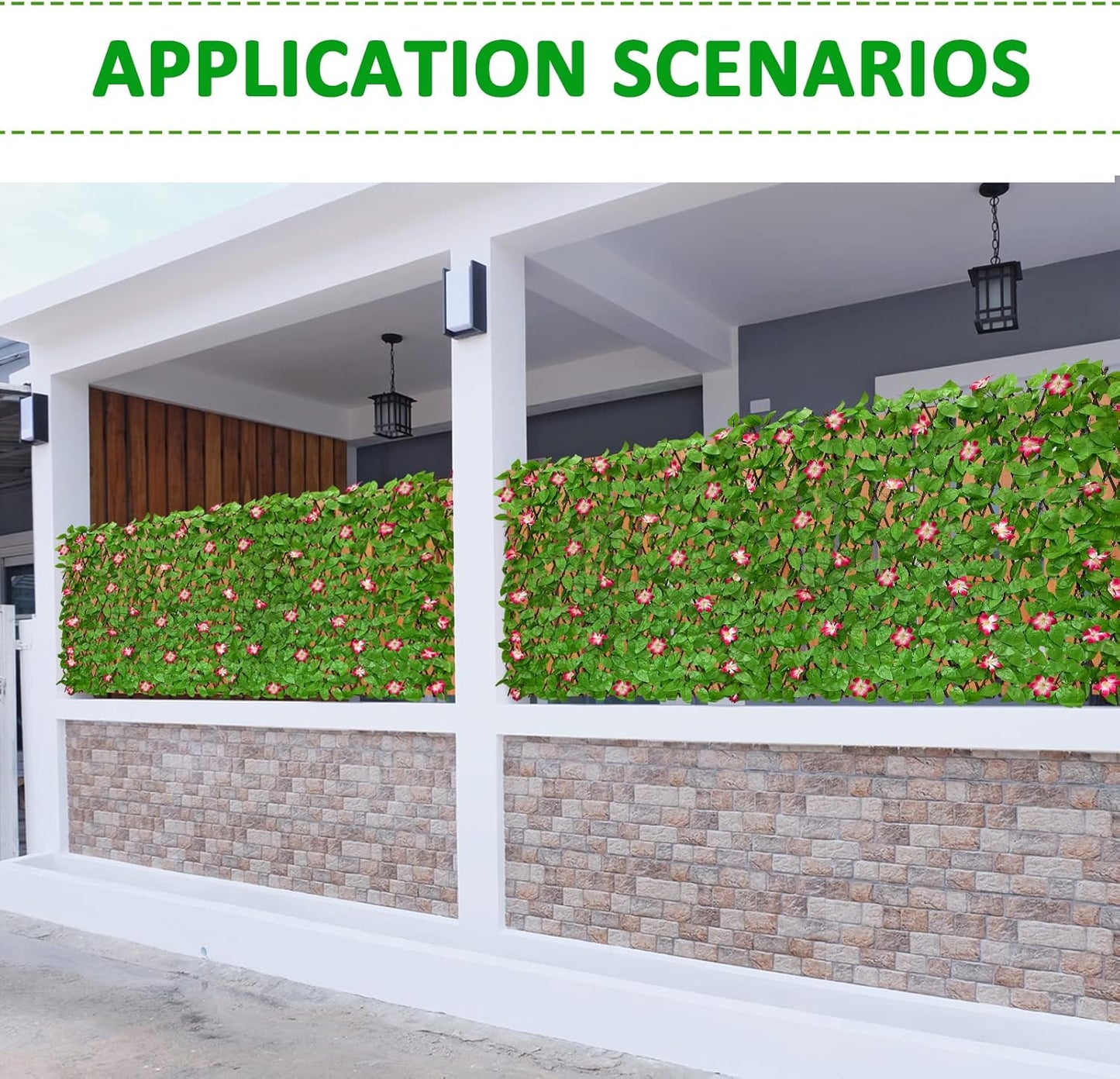Expandable Fence Privacy Screen for Balcony Patio Outdoor,Decorative Faux Ivy Fencing Panel,Artificial Hedges (Single Sided Leaves)