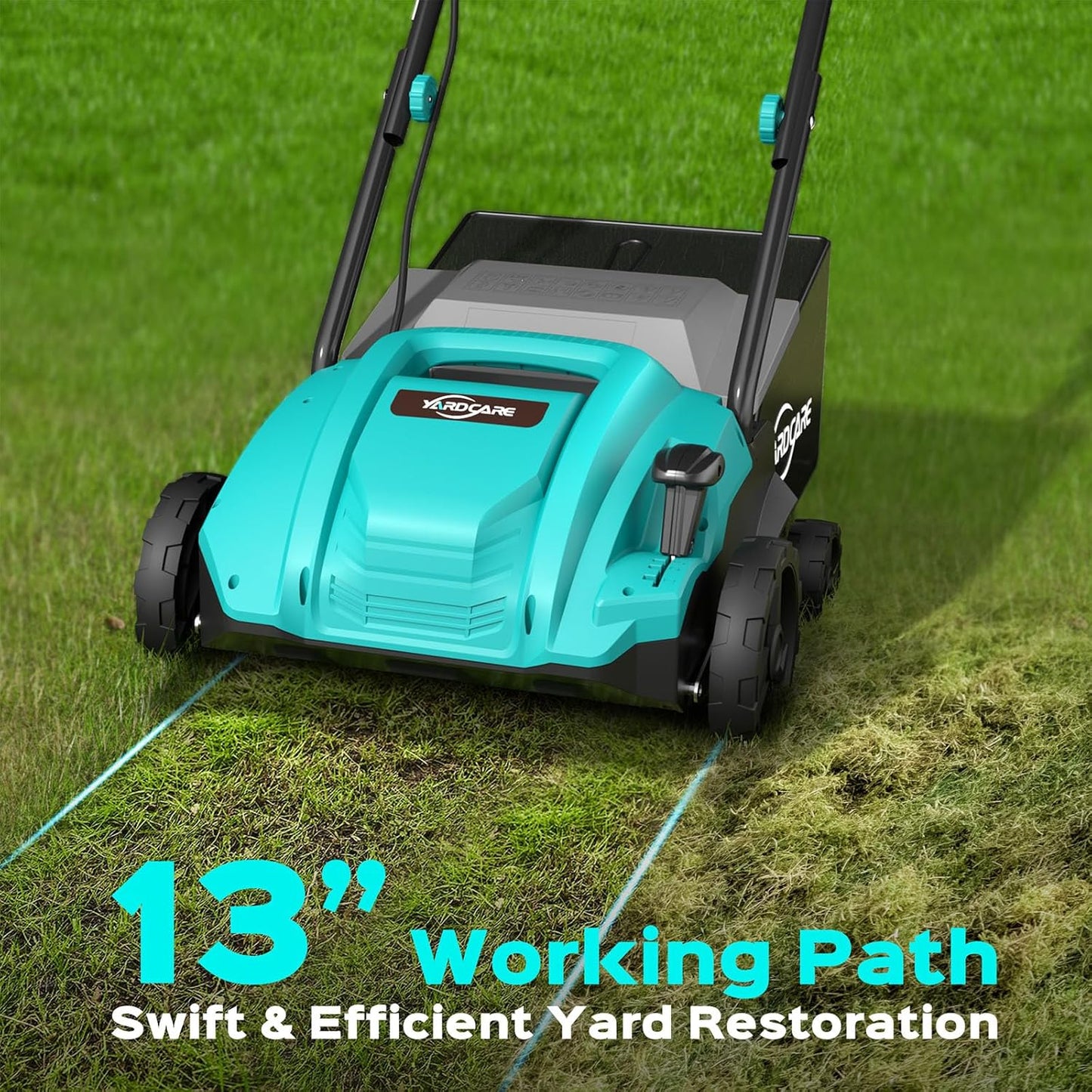 2-in-1 Electric Dethatcher & Scarifier, 13-Inch Electric Lawn Dethatcher with 4-Position Depth Adjustment, 8 gal Thatch Bag, Gray