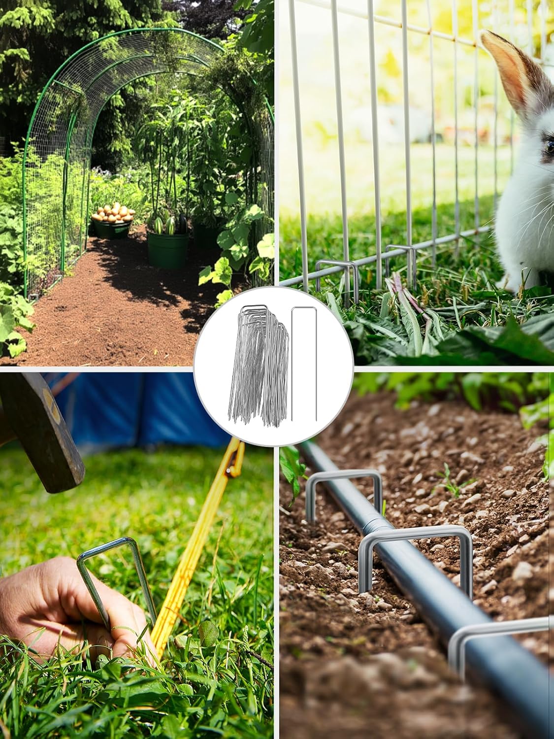 GROWNEER Landscape Staples Anti-Rust, 6 inch 360pcs Galvanized Garden Staples, Tent Stakes SOD Pins Yard Stakes for Securing Weed Fabric Barrier, Ground Cover, Artificial Turf, Dog Fence