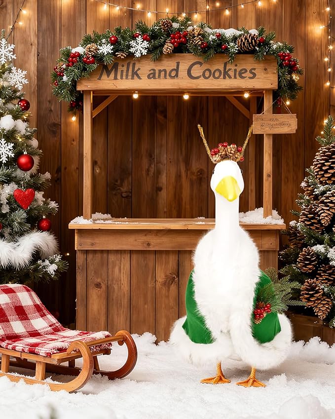 Christmas Porch Goose Outfits - Green Cape Custome Set for 23 inch Porch Goose, Christmas and Winter Outdoor Decor for Lawn, Yard & Garden