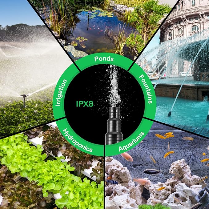 VIVOSUN 1600 GPH Submersible Water Pump with Barrier Bag, 100W Pond Pump, Ultra Quiet Aquarium Pump with 14FT. Lift Height for Pond, Waterfall, Fish Tank, Statuary, Hydroponic