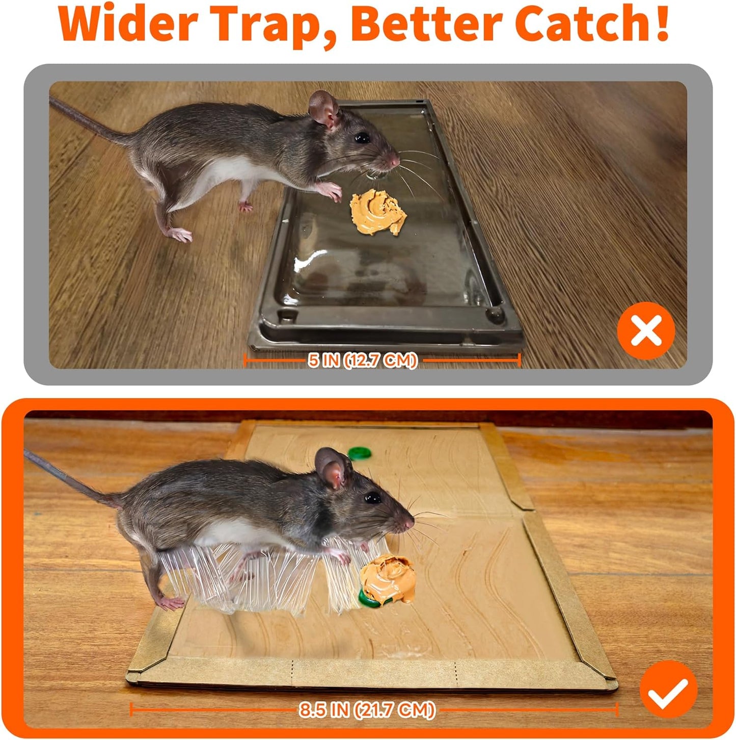 Glue Mouse Traps Indoor for Home 6 Pack, Large Sticky Mouse Traps for Inside House, Pre-Baited Adhesive Non-Toxic Glue Traps for Mice Rats, Snakes, Lizard, Insect(13.5" x 8.5")