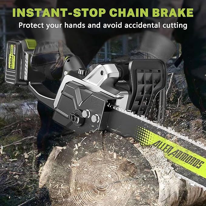 Cordless Chainsaw 16 Inch, 40V (2 x 20V MAX) Battery Powered Chain Saw, Brushless Chainsaw with Tool-free Chain Tension, Auto Oiler, 2 * 4.0Ah Battery & Fast Charger Included