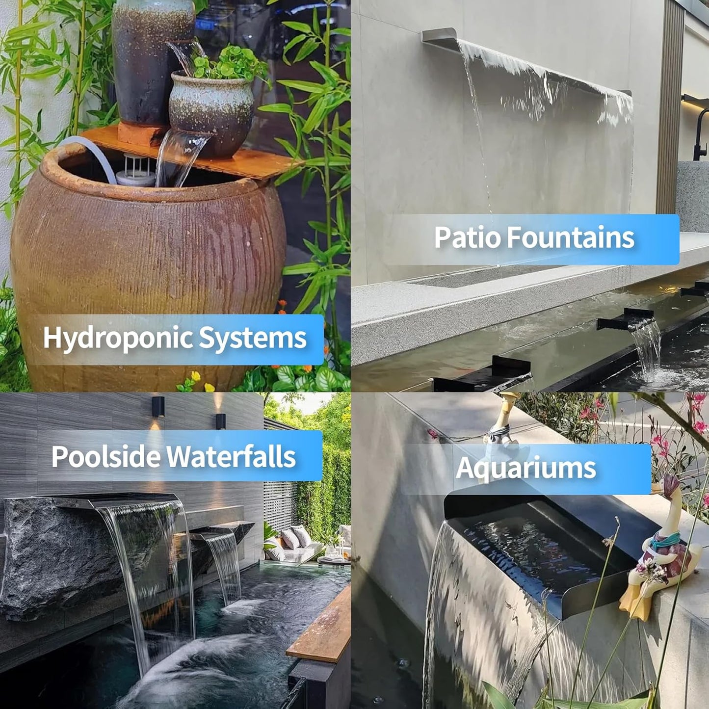 16 Inch Pond Waterfall Spillway Kit with 800GPH Pump, Waterfall for Pond Up to 5000 Gallon Pools, Waterfall Spillways for Garden, Pond, Patio Water Feature, Spillway for Outdoor Waterfall