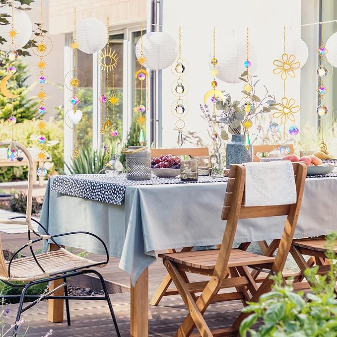 Ysleen 16 Pcs Crystals Suncatcher Colorful Hanging Sun Catcher for Window with Chain Pendant Ornament Prism Rainbow for Garden Wedding Valentine's Day Party Indoor Outdoor Decoration Gift(Rainbow)