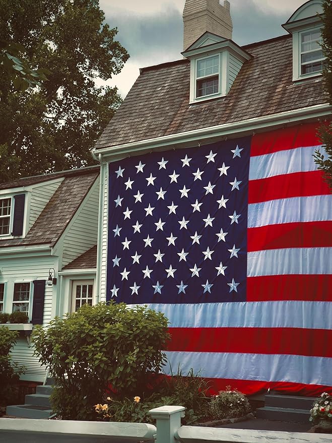 American Flag 12x18 Outside, US Flags for Outdoor Indoor, Heavy Duty Durable, Deluxe Embroidered Stars, Brass Grommets, Sewn Stripes, Vivid Color, Fade Resistant and waterproof