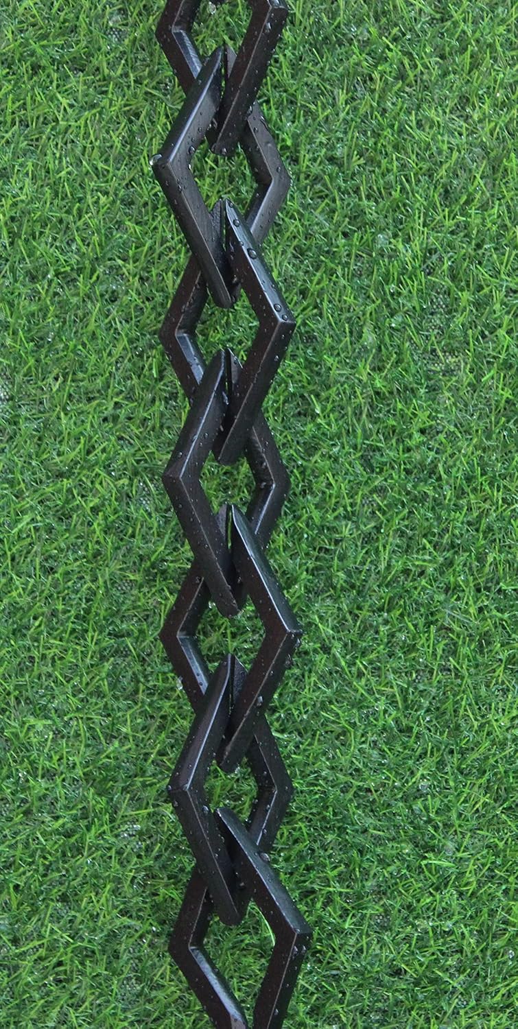 KAM Home Diamond Links Rain Chain with Installation Kit (Black, 13)