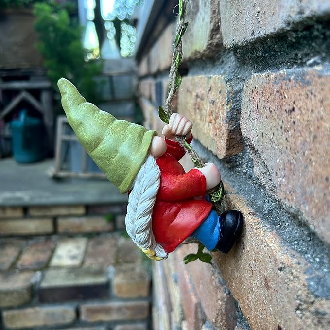 Hanging Gnome Garden Statue Decoration,Climbing Garden Gnomes Statue Figurine Ornament for Indoor Outdoor Home Garden Decor,Gift for Women,mom