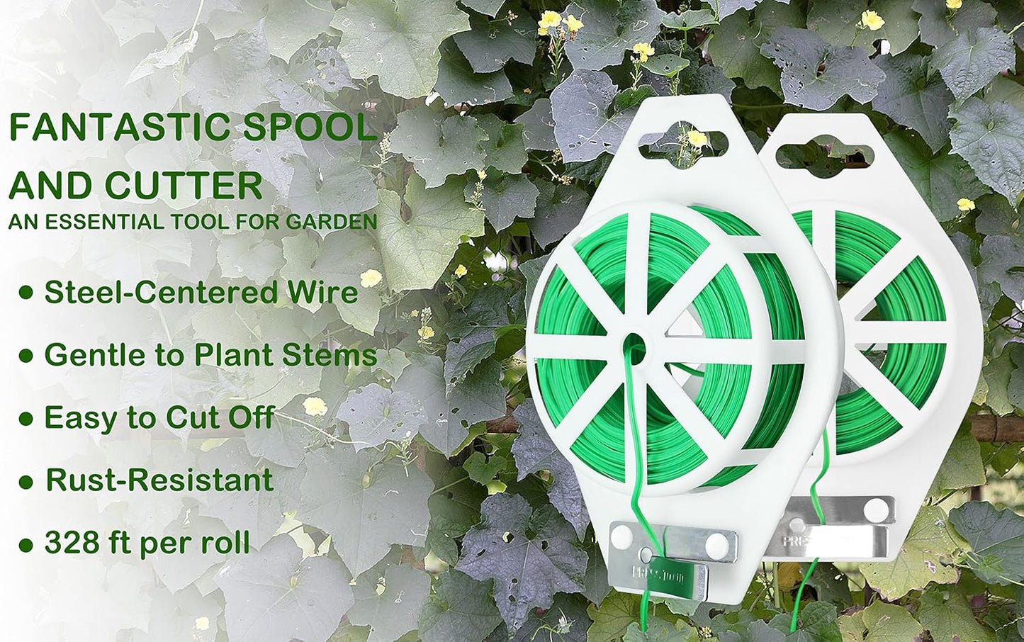 Gardzen 328ft Twist Ties, Reusable Coated Wire Plant Ties with Cutter, Ideal for Sealing Plastic Bags, Bread Bags, Organizing Cords, Gardening Activities