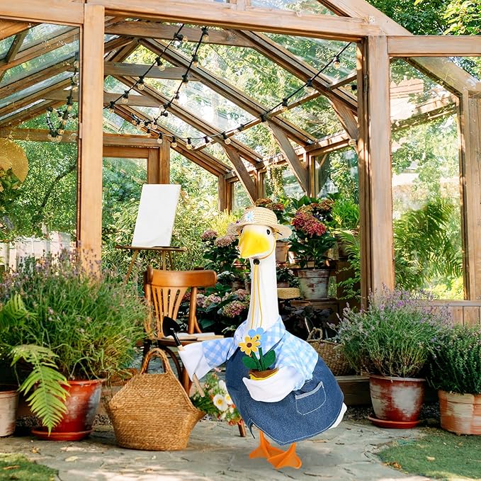 Gardener Goose Outfits Fits 23" Cement Plastic Goose Statue for Outdoor Garden Lawn Yard Patio Decor (Style3)
