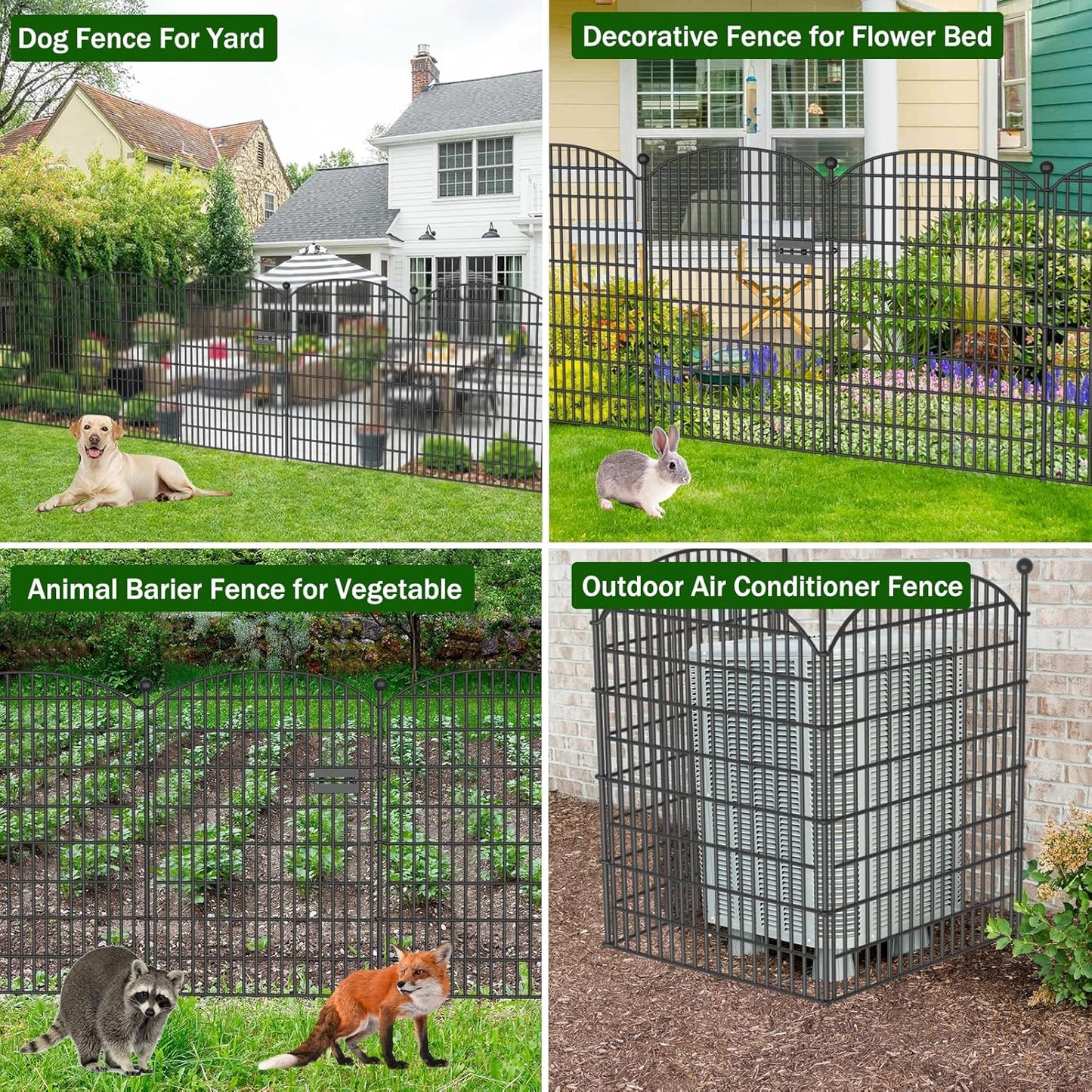 10 Panels No Dig Decorative Garden Fence with Gate - 40 in (H) x 23.6 ft (L), Dog Fence Outdoor for Yard, Rustproof Metal Animal Barrier Ground Stakes Fencing for Garden, Patio, Flower Bed