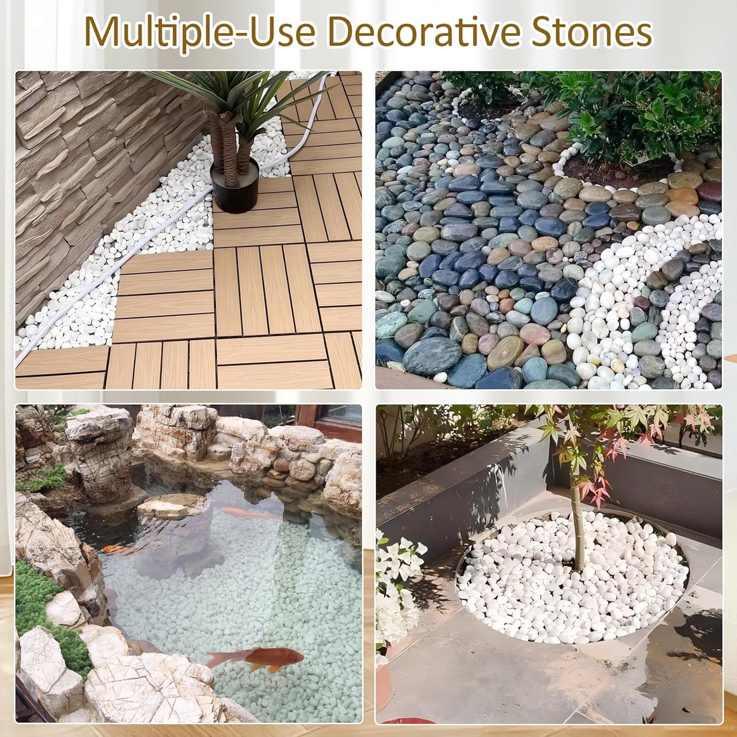 Sunnyglade 18 LBS White River Rocks, 2-3 Inch Natural Pebbles for Indoor Plants, High Polished Decorative Stones Vase Filler Fish Tank Aquariums Landscaping Garden Outdoor and Indoor DIY (18 Pounds)