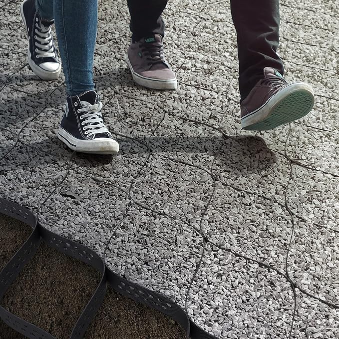 Vodaland - 2" GeoCell - 100% Permeable for Walking Paths, Patios and Erosion Control, Size 9 ft x 17 ft Black