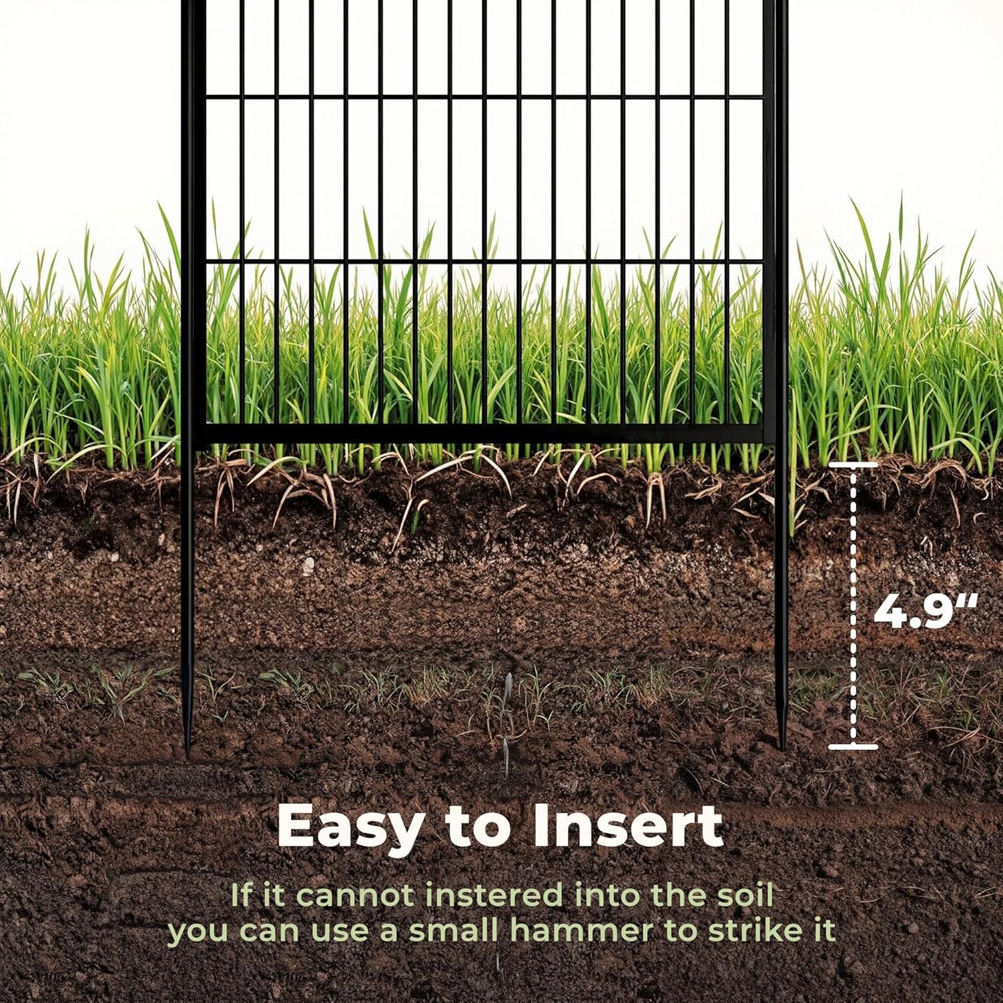 Decorative Garden Fence with Gate 40 in(H) x 26.8 ft(L) 12 Panels, Heavy Duty Metal Animal Barrier Fence for Yard, Flower Bed Fencing, Garden Border Fence, Easy Set Up, Black