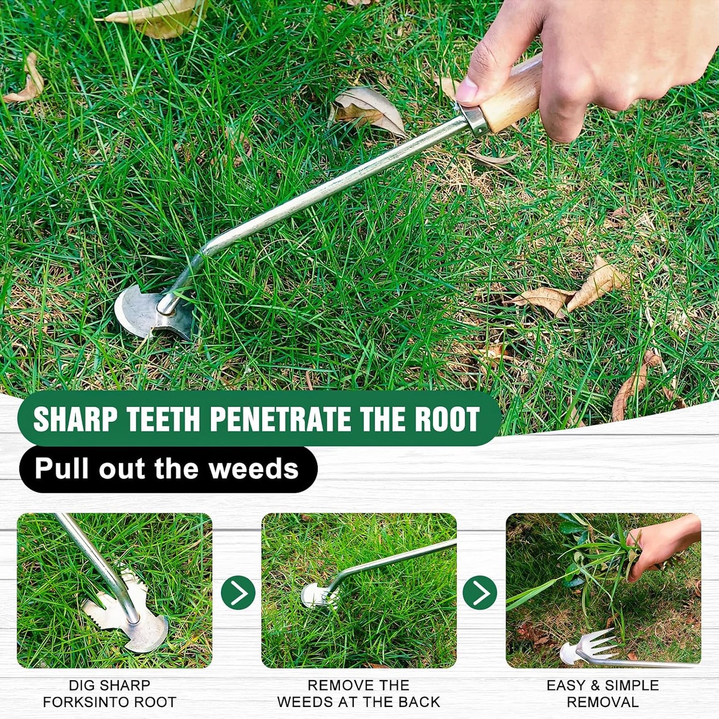 Hand Weeder Tool Garden Weeding Tool, Uprooting Weeding Tool Gardening Weeder Tool, Stainless Steel Gardening Tools for Yard and Garden, 2 Pcs