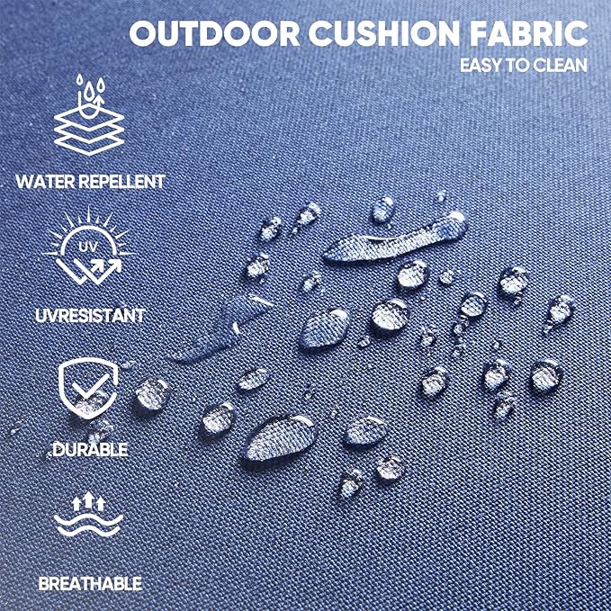 Swivel Patio Chairs sofa Set of 4 with 6" Thick Cushion - Wicker Outdoor Swivel Rocker Patio Chair ,Sofa/Glass coffee table, High Back Comfortable Outdoor Glider Chairs - Brown Wicker | Blue Cushions