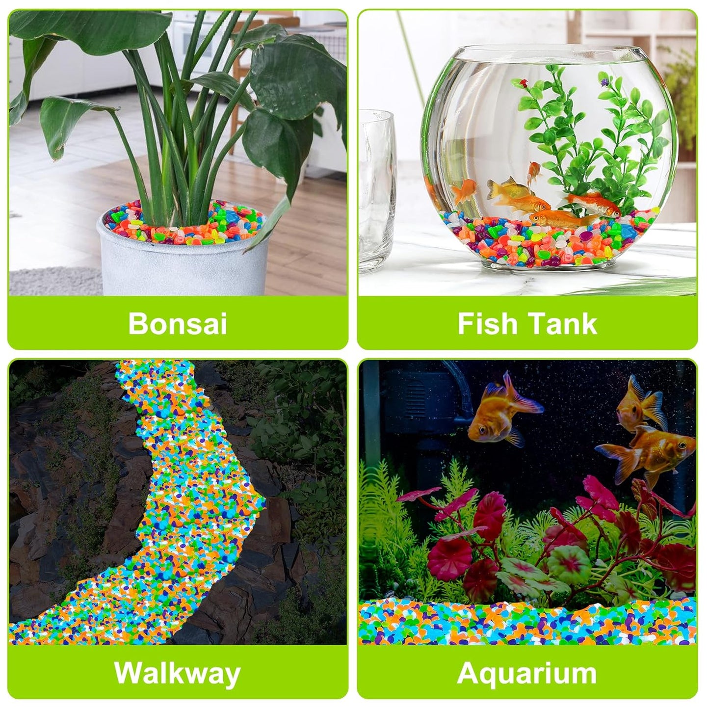 800pcs 5-8mm Colorful Glow in The Dark Garden Pebbles Stones 5-8mm Luminous Stones Glow in The Dark Rocks Outdoor Glow Pebbles Aquarium Rocks for Garden Path Walkway Yard Fish Tank Plant Pots