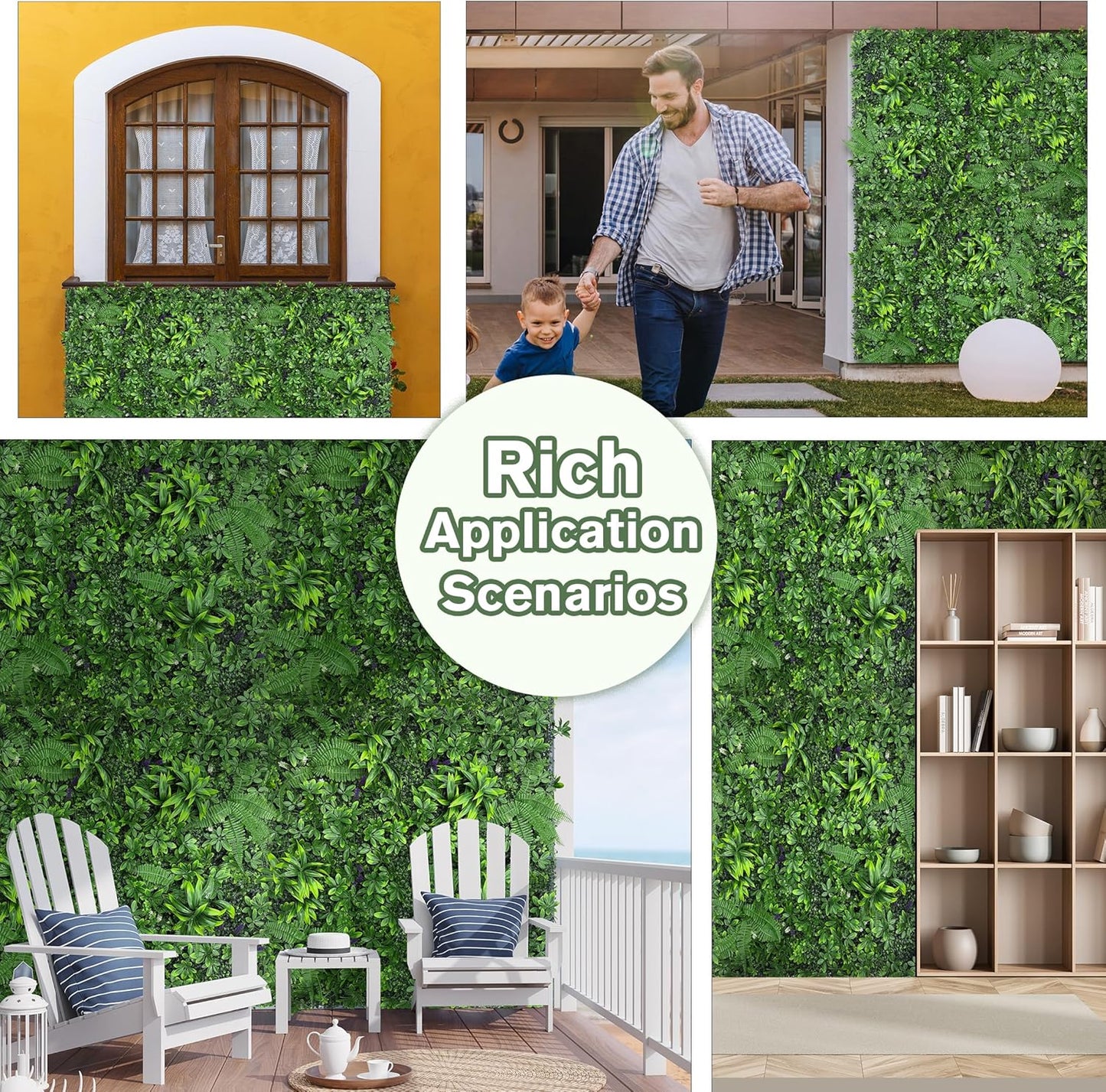 Artificial Green Boxwood Grass Wall Roll: 72"x128"(64 SQFT) UV Protected Ivy Privacy Hedge Fence Screen for Chain Link Fences Panel Indoor,Outdoor Patio Balcony & Garden
