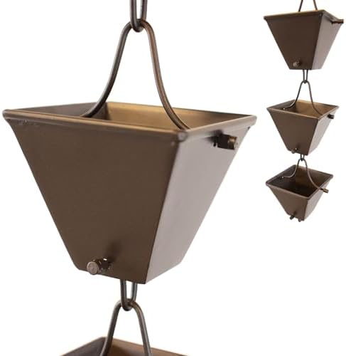 Nutshell Stores Medium Square Cups Rain Chain - Bronze - 19 Feet
