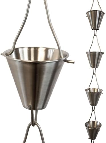 Nutshell Stores Steel Cups Rain Chain - Stainless Steel - 20 Feet