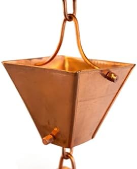 Nutshell Stores Medium Square Cups Rain Chain - Copper - 9 Feet