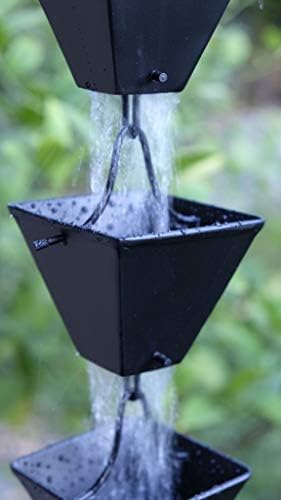 Nutshell Stores Medium Square Cups Rain Chain - Black - 16 Feet
