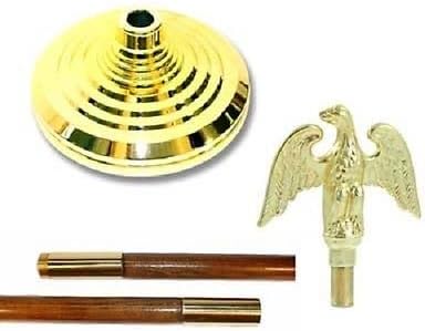 Super Tough Indoor Flag Pole kit 8ft - Metal Eagle - Gold Texture Base - Aluminum Flagpole with Brass Finish - Heavy Duty Inside House Flagstaff - Interior Shaft and Stand - No Ensign Included