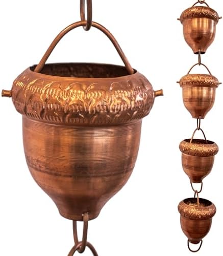 Nutshell Stores Acorn Cups Rain Chain - Copper - 15 Feet