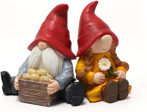 2 PCS Funny Garden Gnome Statues, Creative Resin Dwarf Sculptures, Outdoor Yard Decor, Gnomes Tree Faces for Lawn, Patio, Porch, Miniature Fairy Garden Accessories, Novelty Gift for Indoor/Outdoor Use