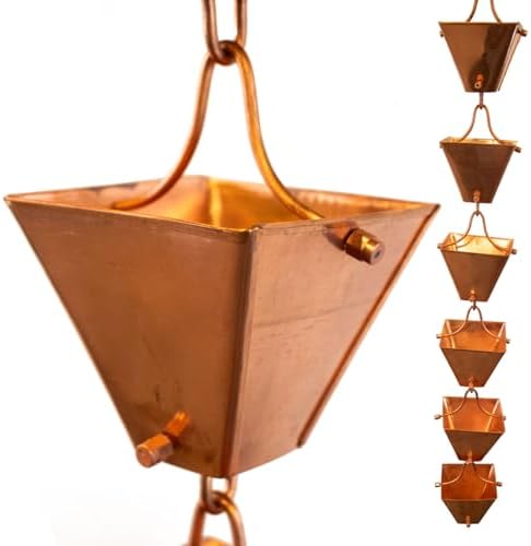 Nutshell Stores Medium Square Cups Rain Chain - Copper - 10 Feet