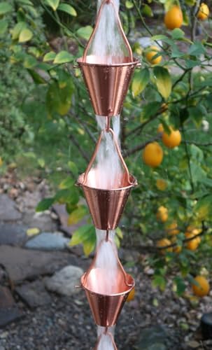Nutshell Stores Steel Cups Rain Chain - Copper Plated - 11 Feet