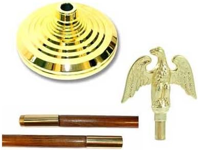 Super Tough Indoor Flag Pole kit 7ft - Metal Eagle - Gold Texture Base - Aluminum Flagpole with Brass Finish - Heavy Duty Inside House Flagstaff - Interior Shaft and Stand - No Ensign Included
