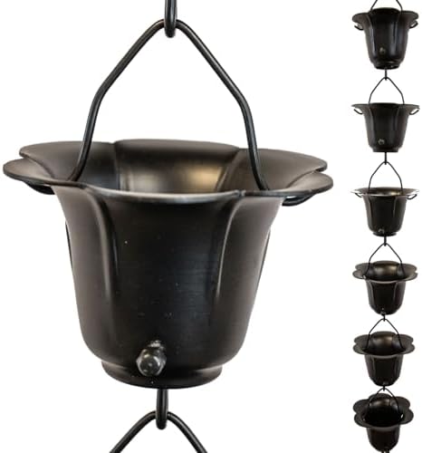 Nutshell Stores Flower Cups Rain Chain - Black - 19 Feet