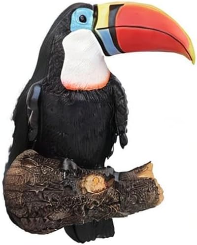 Toucan Tree Hugger Tree Decor Hanging Garden Statue 11.4 Inches High Multicolor Resin Tropical Animal Lawn Exotic Bird Sculpture Tree Decoration for Lawn Porch Yard Patio (Style2)