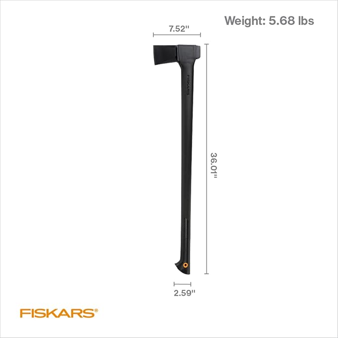 Fiskars 36" Super Splitting Axe, Wood Splitter for Medium to Large Size Logs, with Shock-Absorbing FiberComp Handle, Lawn and Garden Tool, 6 pounds, Black