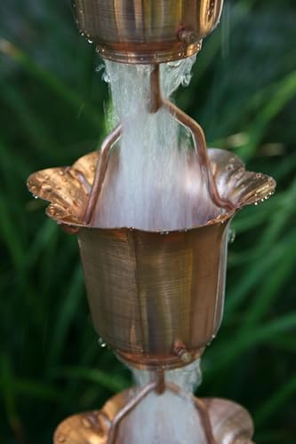 Nutshell Stores Flower Cups Rain Chain - Copper - 14 Feet