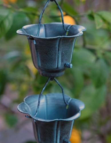 Nutshell Stores Flower Cups Rain Chain - Patina - 9 Feet