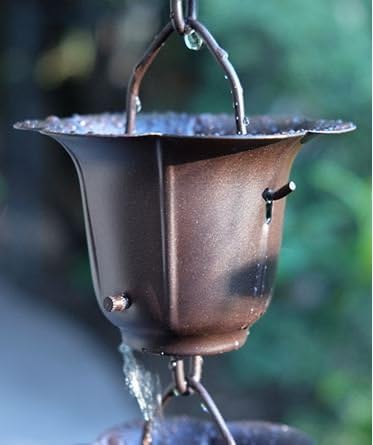 Nutshell Stores Flower Cups Rain Chain - Bronze - 19 Feet