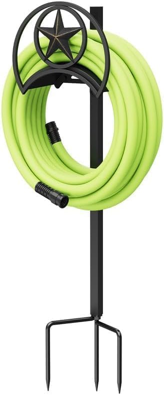 GOFORWILD Garden Hose Holder, Decorative Hose Butler Sturdy Water Hose Rack, Durable Wall Hose Hanger, Hose Reel, Holds 125-Feet of 5/8-Inch Hose, Made of Gauge Steel, 7010