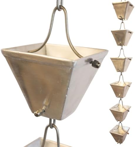 Nutshell Stores Medium Square Cups Rain Chain - Aluminum - 15 Feet