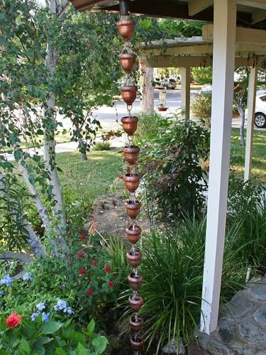 Nutshell Stores Acorn Cups Rain Chain - Copper - 8 Feet