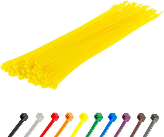 GTSE 12 Inch Yellow Zip Ties, 100 Pack, 40lb Strength, UV Resistant Long Nylon Cable Ties, Self-Locking 12" Tie Wraps