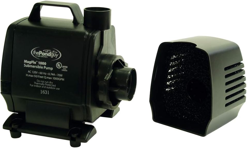 The Pond Guy MagFlo High-Efficiency Compact Pump for Small Water Gardens, Quiet Multi-Purpose System for Waterfalls, Fountains or Spitters, 590 GPH