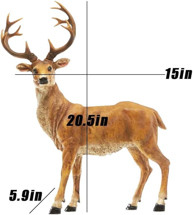 XTAPAN Resin Female Deer & Standing Male Deer Figurine Animals Statue Home Garden Yard Ornament Lawn Outdoor Patio Decor