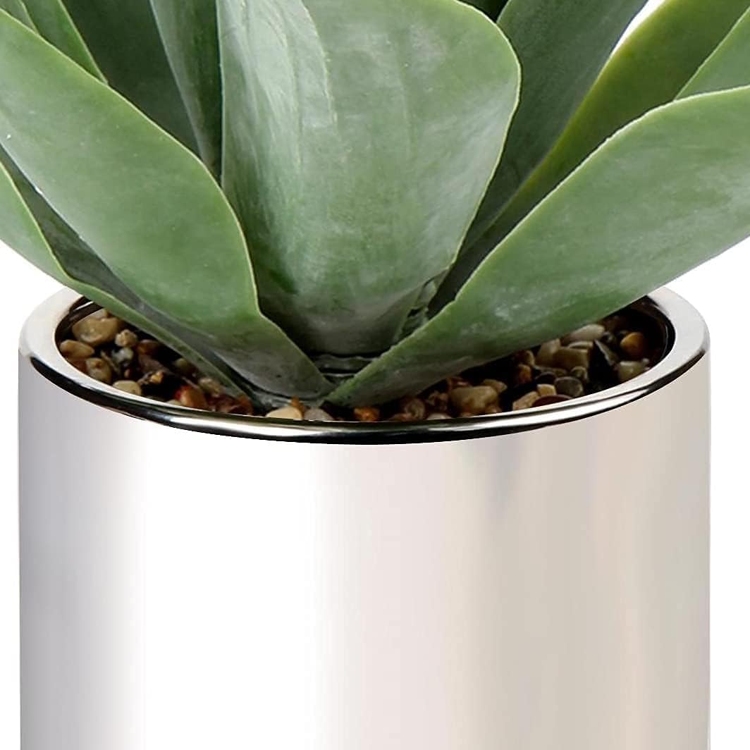 Large Agave Plant Artificial Succulent 13" Fake Aloe Vera Plant in Pot Faux Agave Plants Realistic Artificial Potted Plants for Living Room Table Bathroom Shelf Office Desk Home Indoor Decor (Silver)