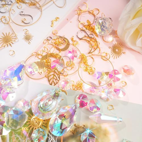 ilclviz DIY Suncatcher Making Kits for Adults 200PCS DIY Crystal Suncatcher Kit Sun Catchers Prism Supplies, DIY Gifts for Mom(Gold)