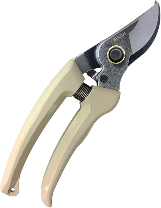 7" Small Pruning Shears Garden Shears - Premium Alloy Steel Bypass Pruner, Precision-ground Blades, Heavy Duty Gardening Tools, Ivory
